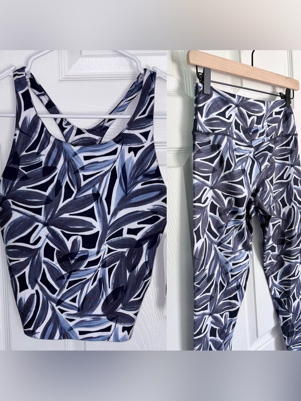 NEW Sage Collective Sports Bra and Leggings‎ Set Sage Leaf Print Size S